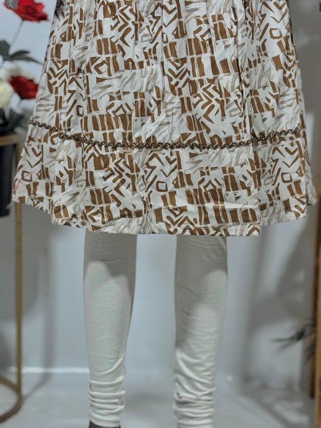 Girls' Printed Frock with Lace Yoke - Image 3