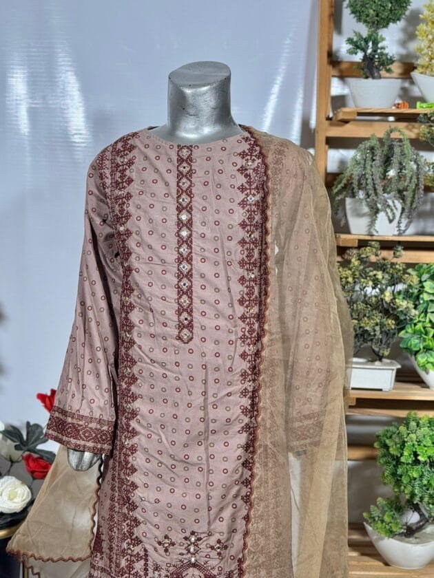 3 Piece Embroidered Girls Suit