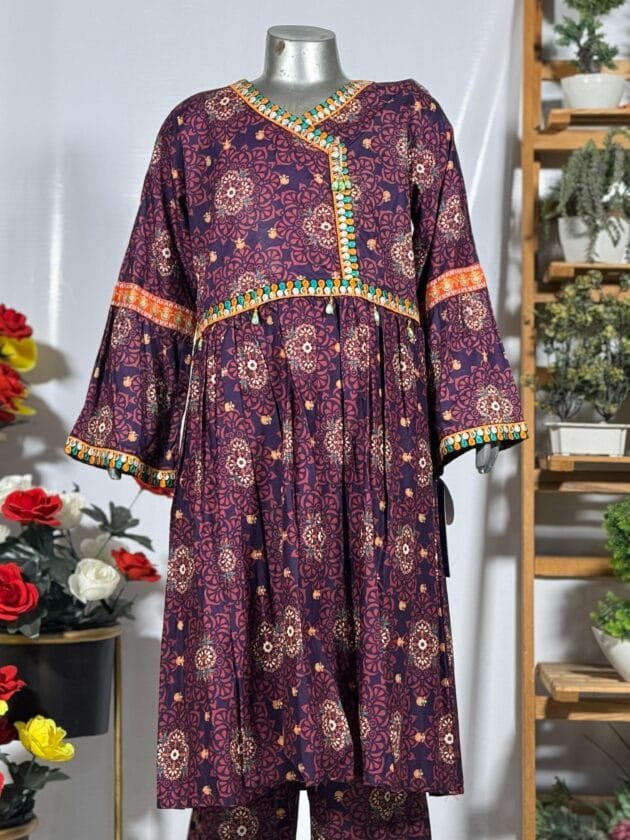 Printed Cotton 2-Piece Angrakha Set - Image 2