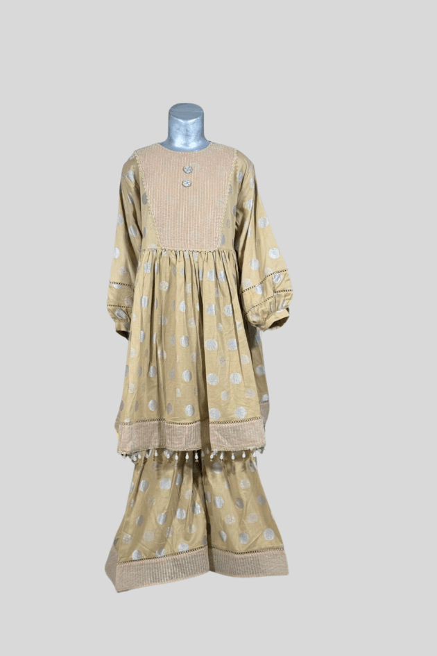 Golden Polka Charm Frock Set