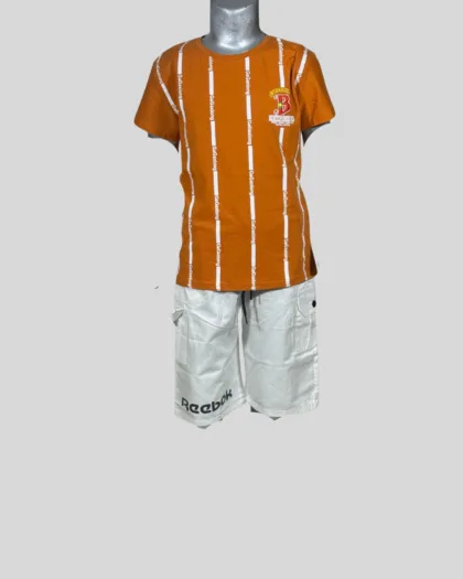 Boys Casual Striped Tee & Cargo Shorts Set