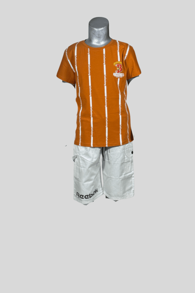 Boys Casual Striped Tee & Cargo Shorts Set