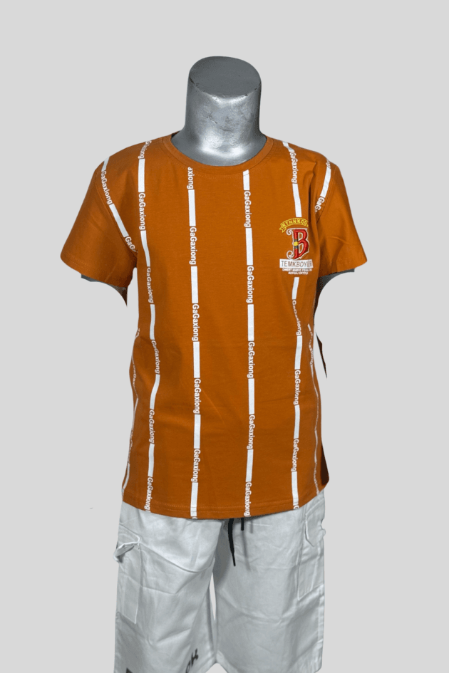 Boys Casual Striped Tee & Cargo Shorts Set - Image 2