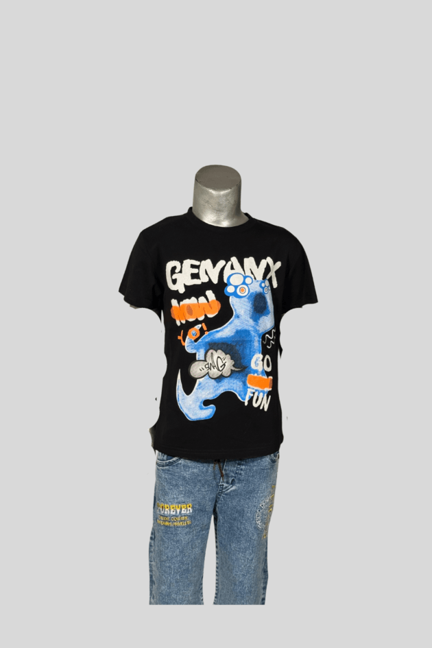 Monster Graphic Tee with Denim Shorts Set - Image 2